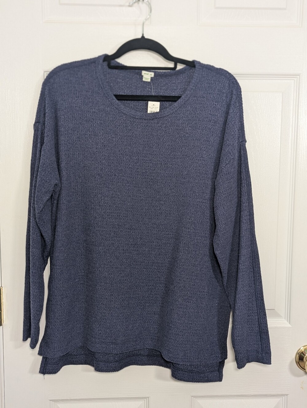 Aerie Women’s M Navy Waffle Knit Sleep Top Long Sleeve Relaxed Lounge Shirt NWT